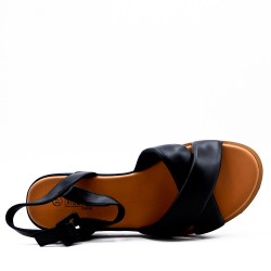 Women wedge sandal in faux leather 