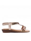 Women flat wedge sandal in faux leather 