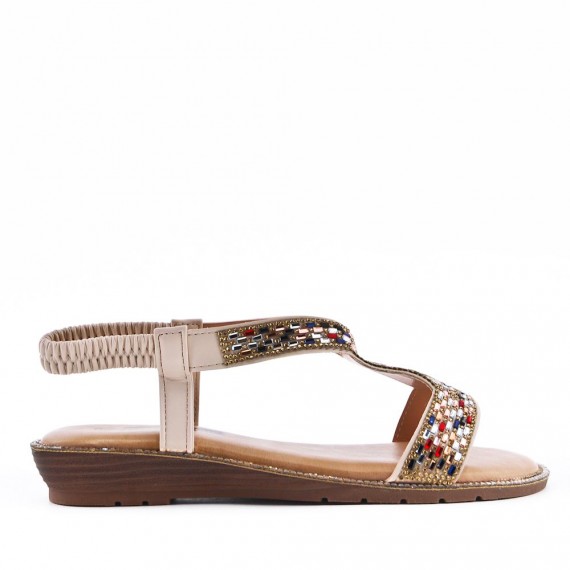 Women flat wedge sandal in faux leather 