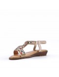 Women flat wedge sandal in faux leather 