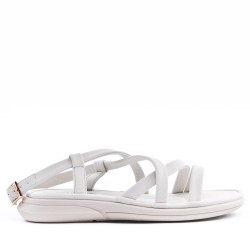 Flat sandals in faux leather for women