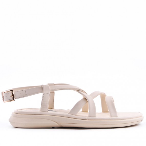 Flat sandals in faux leather for women