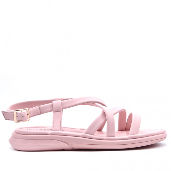 Flat sandals in faux leather for women