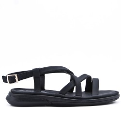 Flat sandals in faux leather for women