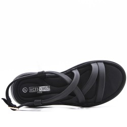 Flat sandals in faux leather for women