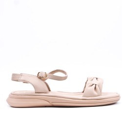 Sandale plat en simili cuir pour femme