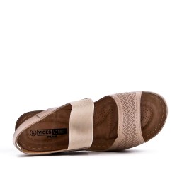 Grande Taille 38-43- Sandale comfort compensée en simili cuir pour femme