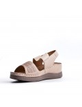 Large Size 38-43 - Wedge comfort sandal in faux leather for women