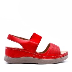 Large Size 38-43- Sandalia confort con cuña en piel sintética para mujer