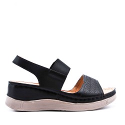 Large Size 38-43 - Wedge comfort sandal in faux leather for women