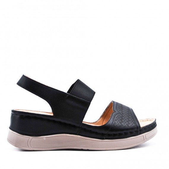 Large Size 38-43 - Wedge comfort sandal in faux leather for women