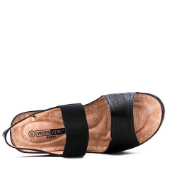 Grande Taille 38-43- Sandale comfort compensée en simili cuir pour femme