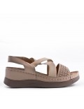 Large Size 38-43 - Wedge comfort sandal in faux leather for women