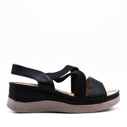 Large Size 38-43 - Wedge comfort sandal in faux leather for women