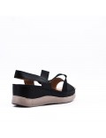 Large Size 38-43 - Wedge comfort sandal in faux leather for women