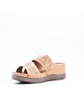 Large Size 38-43 - Wedge comfort sandal in faux leather for women