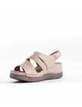 Large Size 38-43 - Wedge comfort sandal in faux leather for women