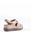 Large Size 38-43 - Wedge comfort sandal in faux leather for women