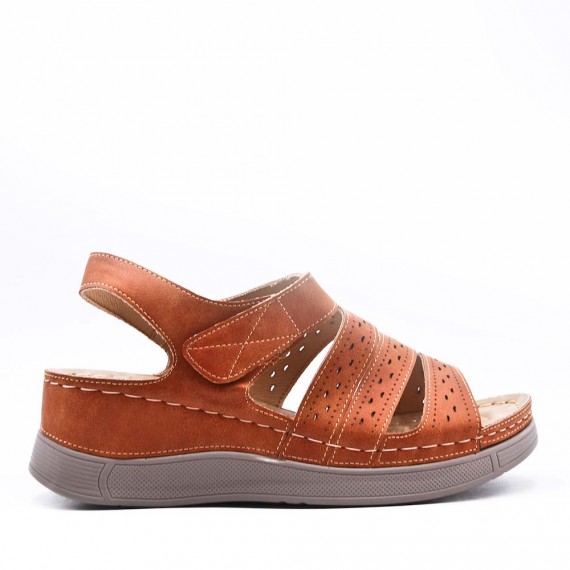 Large Size 38-43 - Wedge comfort sandal in faux leather for women