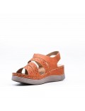 Large Size 38-43 - Wedge comfort sandal in faux leather for women