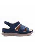 Large Size 38-43 - Wedge comfort sandal in faux leather for women