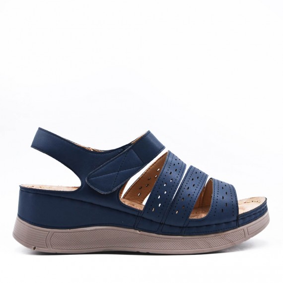 Large Size 38-43- Sandalia confort con cuña en piel sintética para mujer