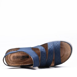 Grande Taille 38-43- Sandale comfort compensée en simili cuir pour femme