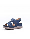 Large Size 38-43 - Wedge comfort sandal in faux leather for women