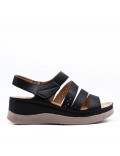 Large Size 38-43 - Wedge comfort sandal in faux leather for women