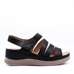 Large Size 38-43 - Wedge comfort sandal in faux leather for women