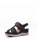 Large Size 38-43 - Wedge comfort sandal in faux leather for women