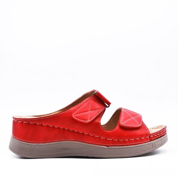 Large Size 38-43- Sandalia confort con cuña en piel sintética para mujer