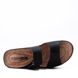 Grande Taille 38-43- Sandale comfort compensée en simili cuir pour femme