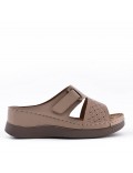 Grande Taille 38-43- Sandale comfort compensée en simili cuir pour femme