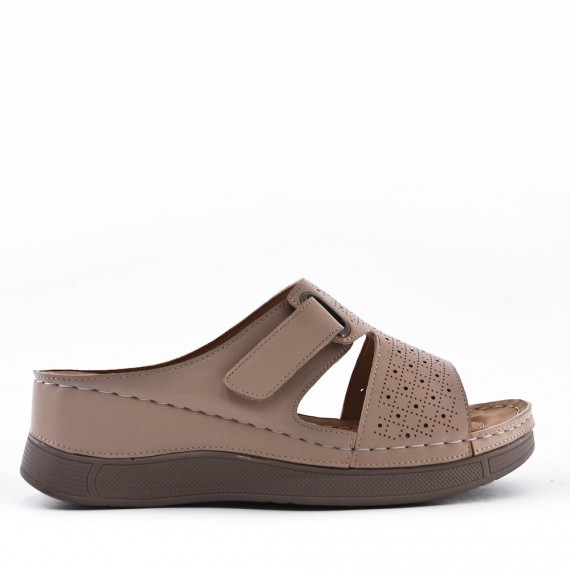 Large Size 38-43- Sandalia confort con cuña en piel sintética para mujer