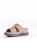 Large Size 38-43 - Wedge comfort sandal in faux leather for women