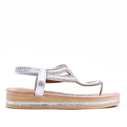 Sandale plat en simili cuir pour femme