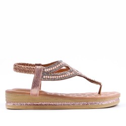 Sandale plat en simili cuir pour femme