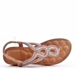 Sandale plat en simili cuir pour femme