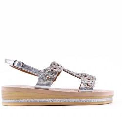 Flat sandals in faux leather for women