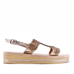 Sandale plat en simili cuir pour femme