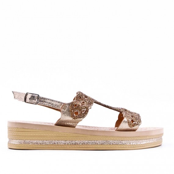 Flat sandals in faux leather for women