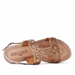 Sandale plat en simili cuir pour femme