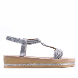 Flat sandals in faux leather for women