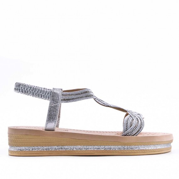 Flat sandals in faux leather for women