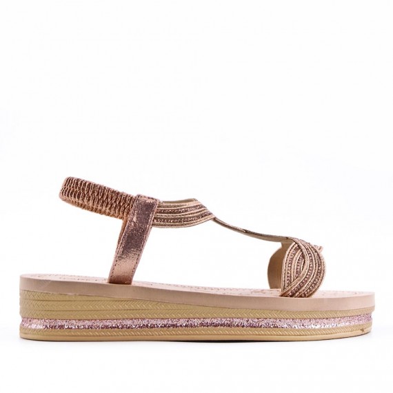 Flat sandals in faux leather for women