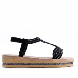 Flat sandals in faux leather for women