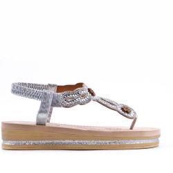 Sandale plat en simili cuir pour femme