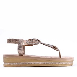 Flat sandals in faux leather for women