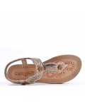 Flat sandals in faux leather for women